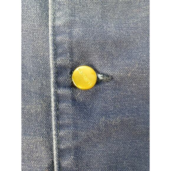 VINTAGE Carhartt Chore Indiglo Blue Jacket Men Blanket Lined Made USA Canvas 2XL - Picture 10 of 16